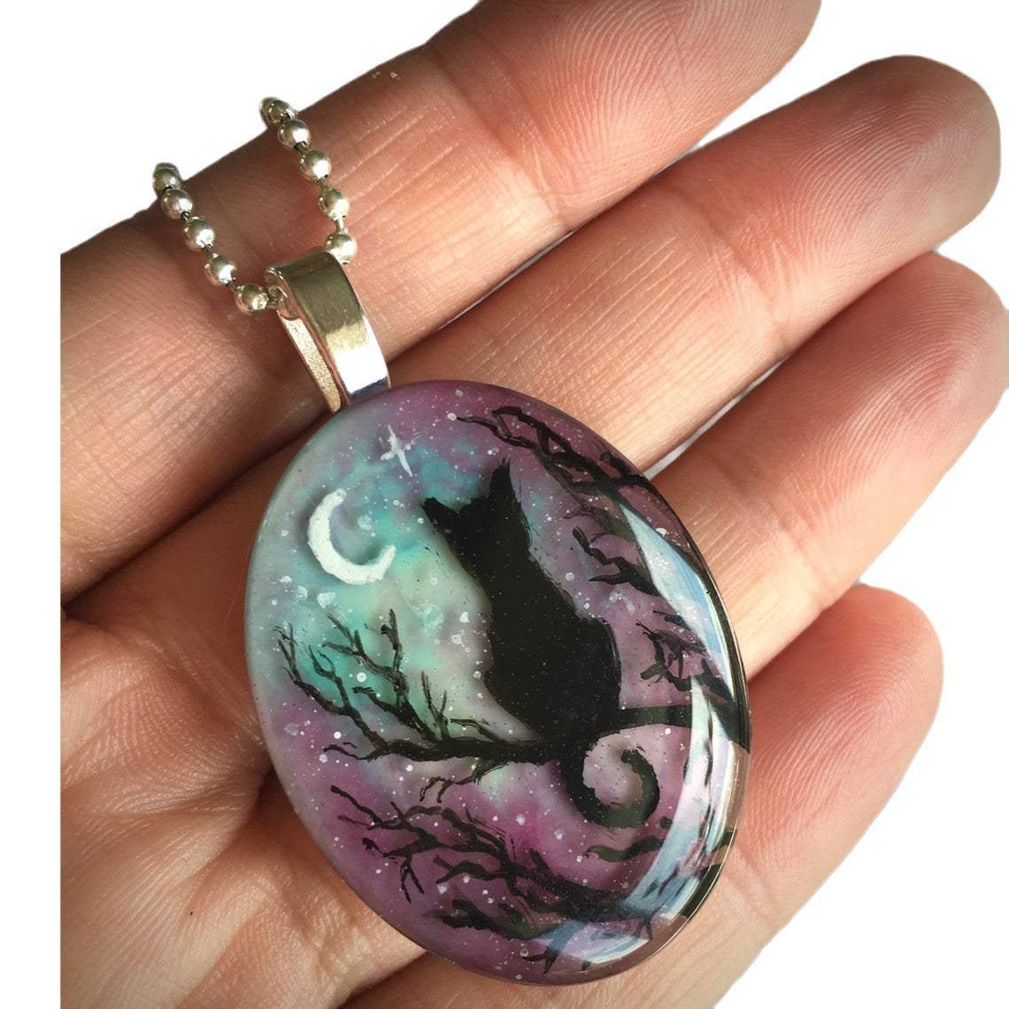 Women's Starry Night Cat Resin Pendant Pi-Mart