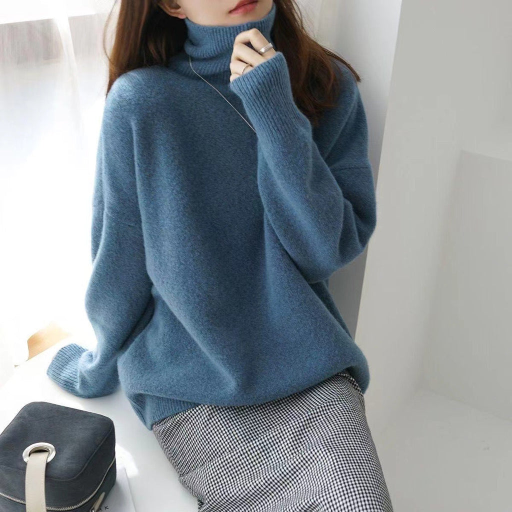 High-neck Women's Loose Versatile Knit Pullover Sweater Pi-Mart