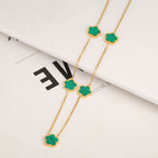New Stainless Steel Plant Fritillary Five Leaf Petals Earring Bracelet Necklace Jewelry Set Women Cross-border Hot Selling Lot Pi-Mart