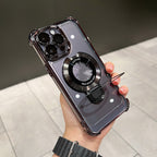 Applicable Electroplating Bracket Magnetic Suction Space Shell Full Cover Phone Case Twelve Protective Cover Pi-Mart