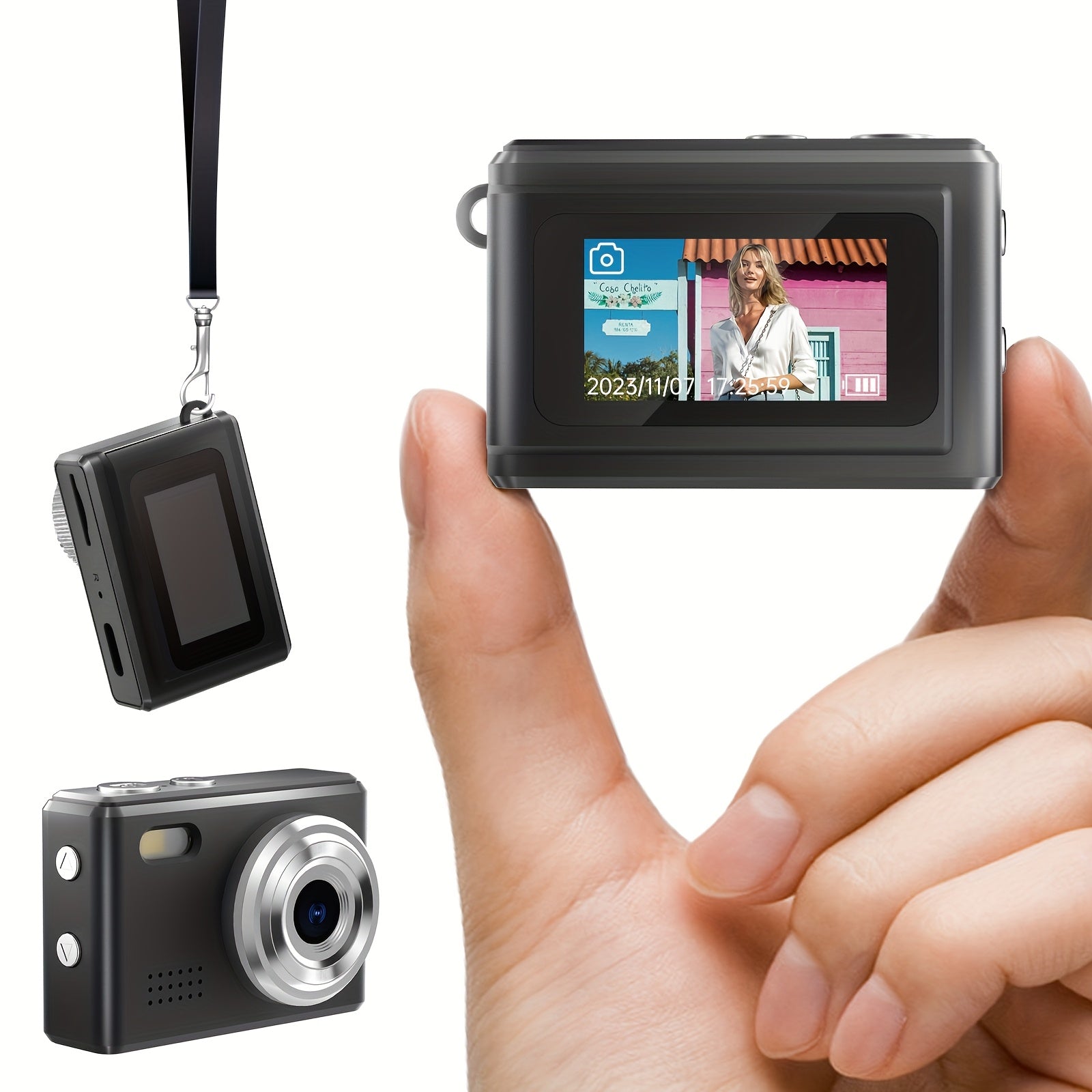 [Autofocus | 16x Zoom] 56MP Autofocus Mini Digital Camera, 16x Zoom | 2.8-inch Screen, 16GB SD Card, Shock-proof | Travel, Vlog, For Adults, Birthday Gifts For Friends And Beginners, Small Keychain Camera Lootquake LLC