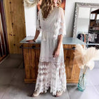 V-neck Lace Stitching Bohemian Style Dress Lootquake LLC