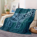 1pc Boho Elephant Printed Blanket, Gift Blanket For Couch Bed Sofa Car Camping Travelling, Blanket Suitable For All Seasons