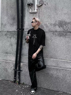 Men's Oversized Gothic Cotton T-Shirt - Summer Streetwear