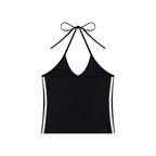 Loki & Ivy Women's Color Block Halter Crop Tank Top