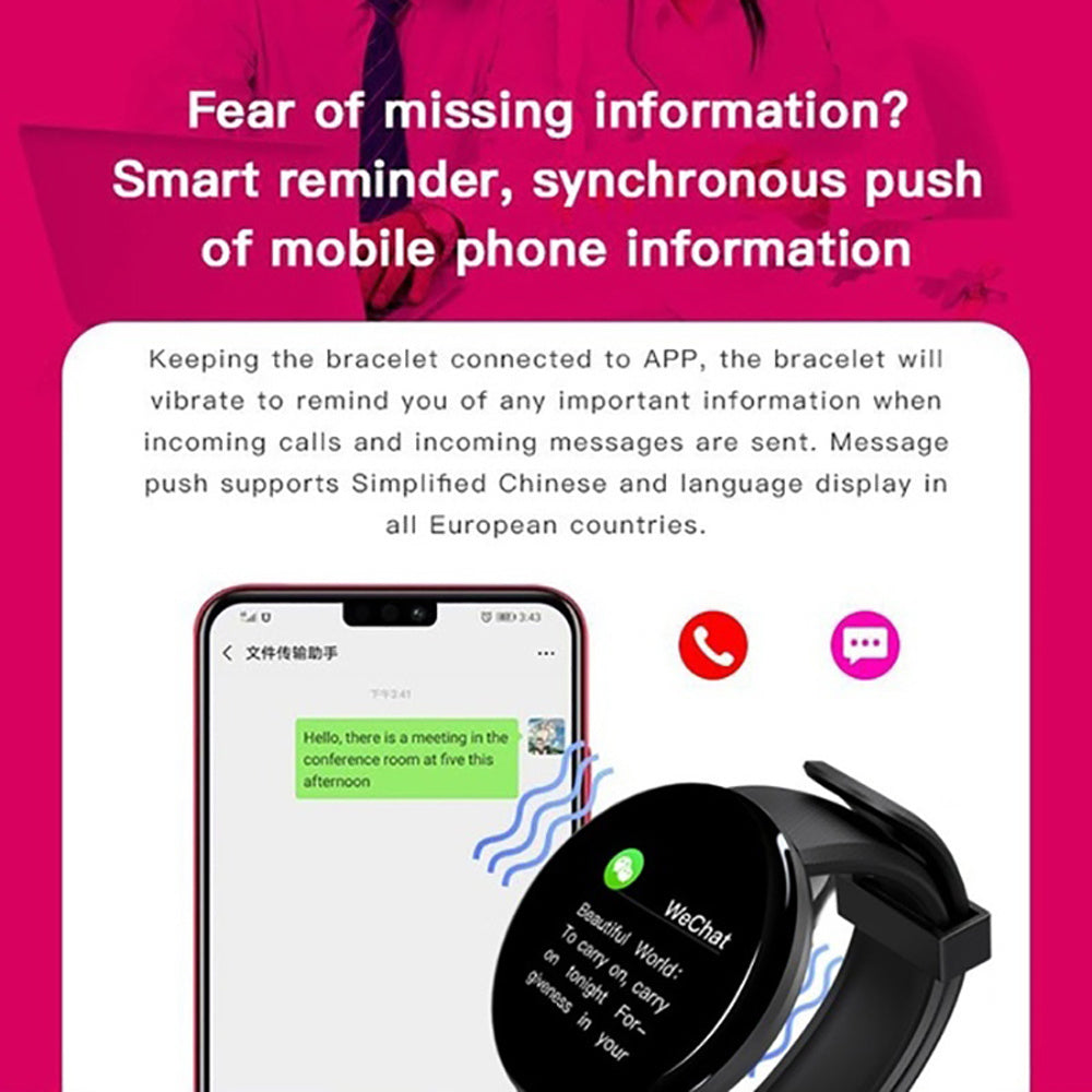 D18 Bluetooth Smart Watch, Men Women Blood Pressure Heart Rate Monitor Smart Watch, Pedometer Sport Tracker Smart Band For Android IOS Pi-Mart