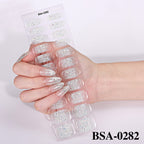 Simple Solid Color Scallion Powder No-bake Gel Nail Stickers
