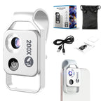 200x Magnification Zoom, 2024 New Pocket HD Phone Microscopes with LED Light Cell Phone Lens Attachments, Portable Microscopic Lens for Cell Smartphone (White)