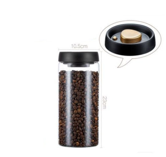 Vacuum Sealed Jug Set Black Coffee Beans Glass Airtight Canister Kitchen Food Grains Candy Keep Good Storage Jar Set Kitchen Gadgets Pi-Mart