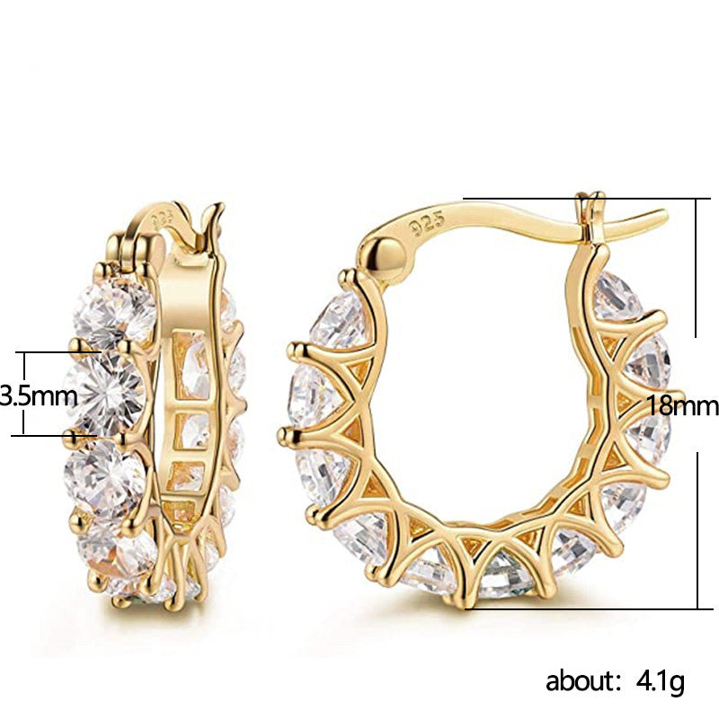 Fashion U-shaped  Earrings Full Zircon Rhinestones  Earrings Pi-Mart