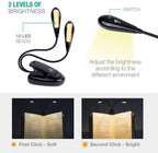 Super Adjustable Goosenecks Clip LED Lamp For Book Reading With Stand And Double Ligh  Rechargeable 12 LED Warm Book Light, Clip On Bed Reading Light, Music Stand Lamp, 2 Brightness & 2 Goosenecks Light Up 2 Full Pages. Perfect For Bookworms, Kids & Music - SJB-DIAMOND ELITES