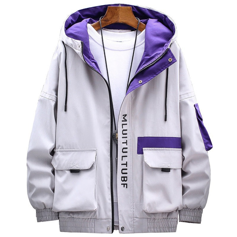 Men’s Casual Jacket – Korean Style Thickened Hooded Coat for Spring & Autumn | Trendy Youth Outerwear | Polyester Windbreaker (Yellow, Gray, Black) – Sizes M to XXXXL