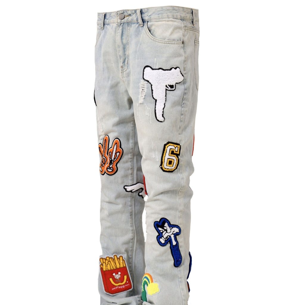 Light Color Irregular Towel Embroidered Slim Straight-leg Denim Trousers Lootquake LLC