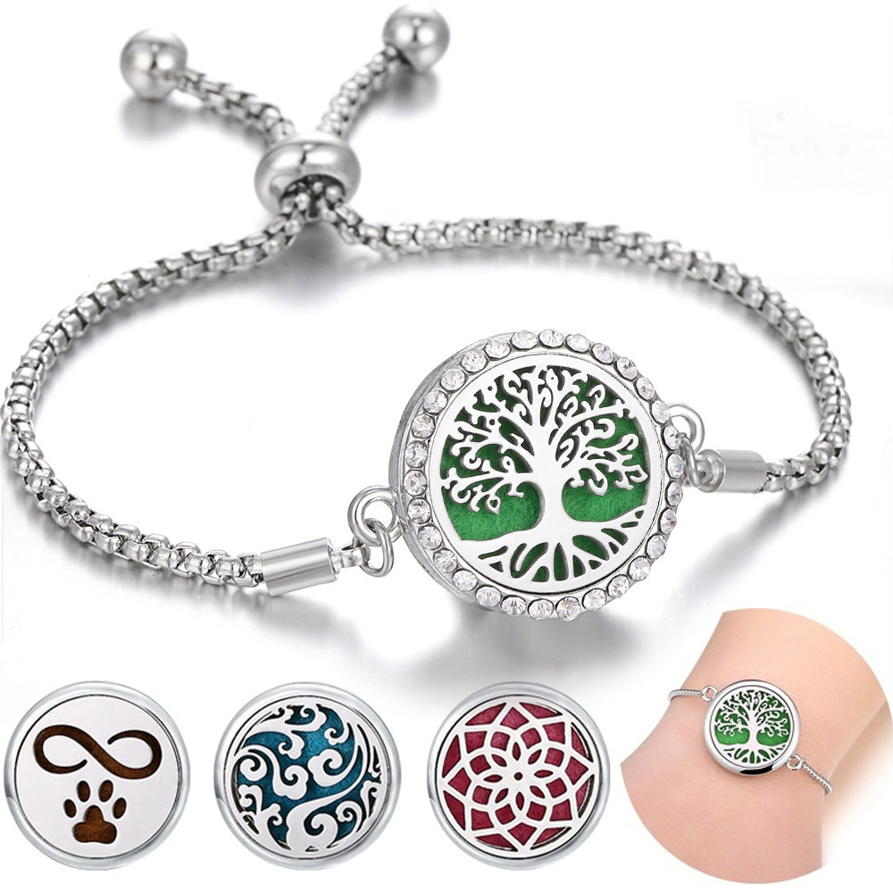 Hollow Stainless Steel Adjustable Aromatherapy Bracelet Jewelry Pi-Mart