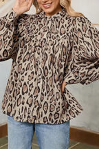 Light Leopard Print Balloon Sleeve Loose Blouse | Femstylo