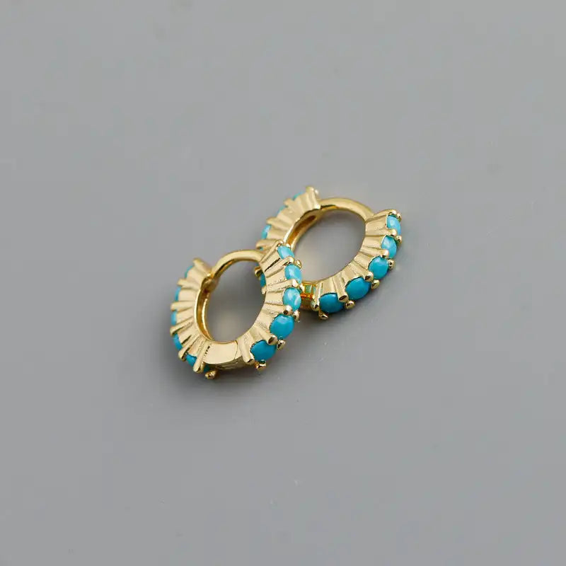 Circle-shaped Diamond Colorful Crystals Opal Zircon S925 Sterling Silver Earrings Lootquake LLC