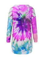 Full Size Tie-Dye Round Neck Long Sleeve Dress Trendy & Comfortable Casual Dress for Women