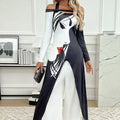 Ladies' Business Elegant Wide Leg Casual Loose Fit One Shoulder Set Sexy Party Set - SJB-DIAMOND ELITES
