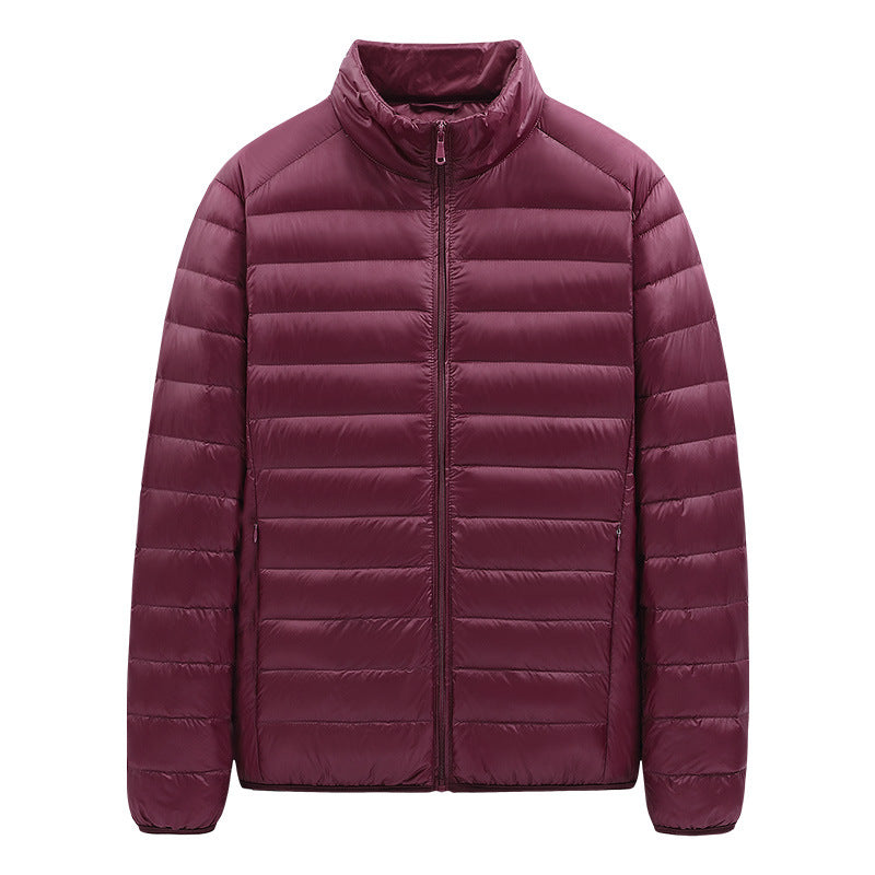 Men's Down Jacket Solid Color Stand Collar Light