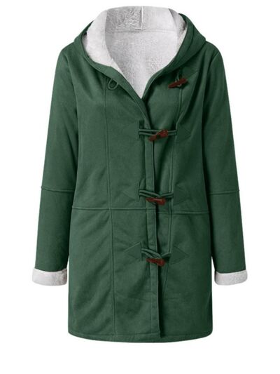 Full Size Pocketed Long Sleeve Hooded Toggle Jacket – Stylish & Functional Outerwear for Women Stevvex