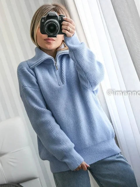 Turtleneck Zipper Sweater Pi-Mart