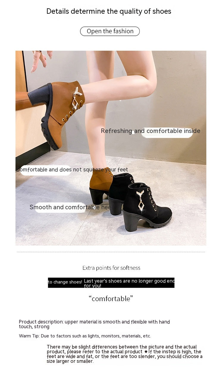 Rubber New Personalized Versatile High Heel Boots Pi-Mart