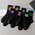 3/6/8/10/12 Pairs Of Medium Length Socks With Graffiti And Spray Painting For Personalized Fashion, Comfort, And Durability Lootquake LLC