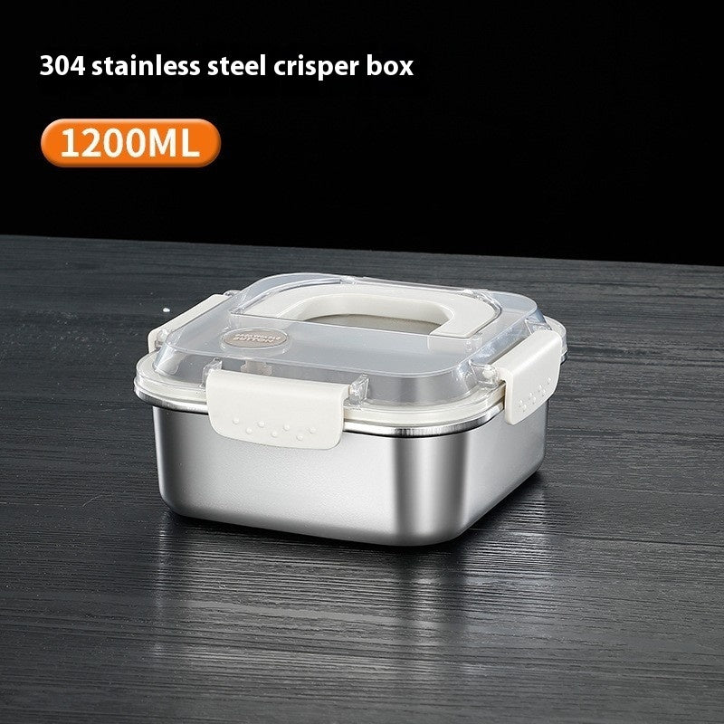 304 Stainless Steel Crisper Square Lunch Box With Handle Pi-Mart