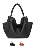 Women's Tote Bag Soft Hobo Bag With Unique Braided Woven Handle, Elegant Shoulder Purse With Matching Wallet Leather Purse Ladies Top-handle Shoulder Bags for Work, Casual, Travel - SJB-DIAMOND ELITES