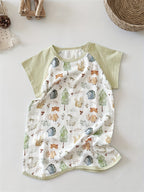 Bamboo Cotton Gauze Cute Animal Print Wearable Blanket, Summer Air Conditioning Sleep Robe