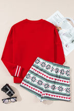 Christmas SLEIGH Top and Snowflake Shorts Set THRIXINE