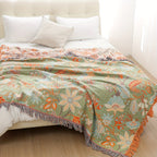 1pc Cotton Embroidered Tassel Blanket Bohemian Style Pattern Nap Cover Quilt Sofa Blanket Bed Sheet Bed Blanket