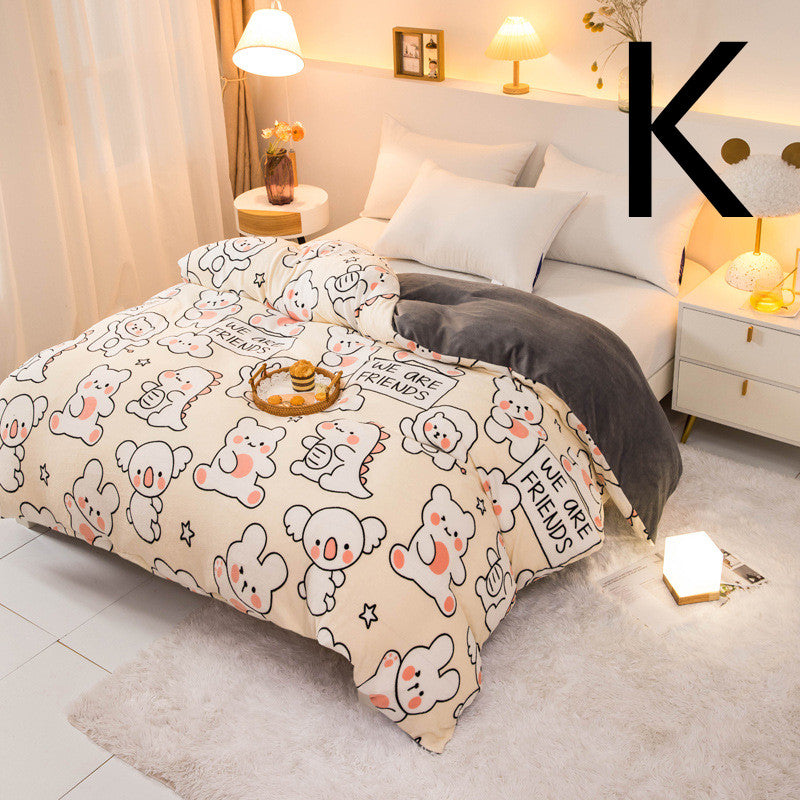 Thick Coral Fleece Double Plush Duvet Cover Pi-Mart