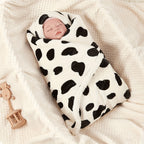 Cozy Bear Cow Pattern Plush Blanket - Luxurious Fleece-lined, Adorable Decor - Perfect Heartwarming Gift for Christmas, Thanksgiving, New Year, Valentines Day Lootquake LLC