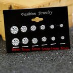 White Crystal Stud Earrings Set Pi-Mart