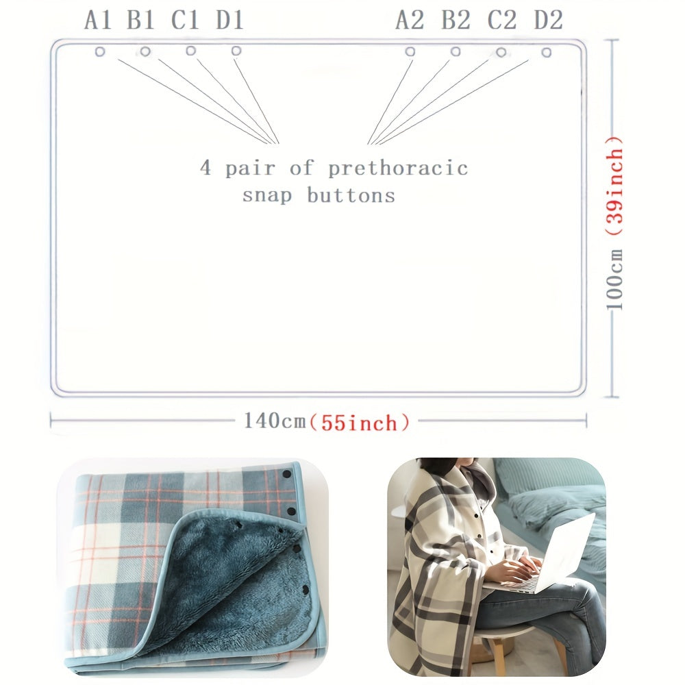 1pc Cozy Polar Fleece Shawl Blanket - Soft Double Layer Thick Plaid Pattern, Warm Autumn and Winter Wearable Throw Blanket for Office, Home, and Outdoor - Perfect for Chilly Days and Gift Giving