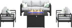 Aluminum Outdoor Patio Sectional Set With Fire Pit Table