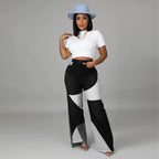 Summer New Women's Patchwork Denim Pants