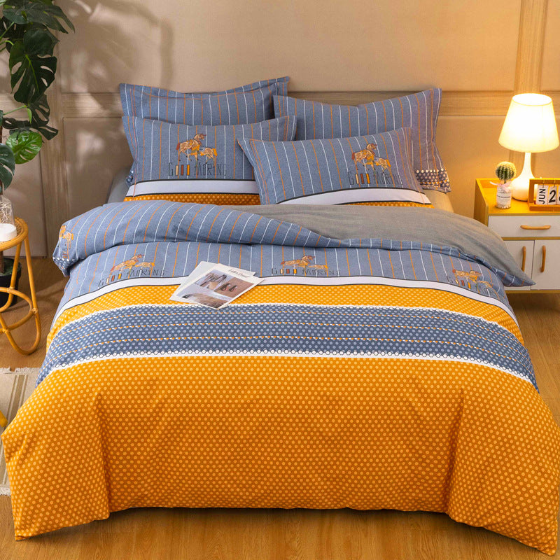 Cotton Winter Linen Quilt Cover Bedding Set Pi-Mart