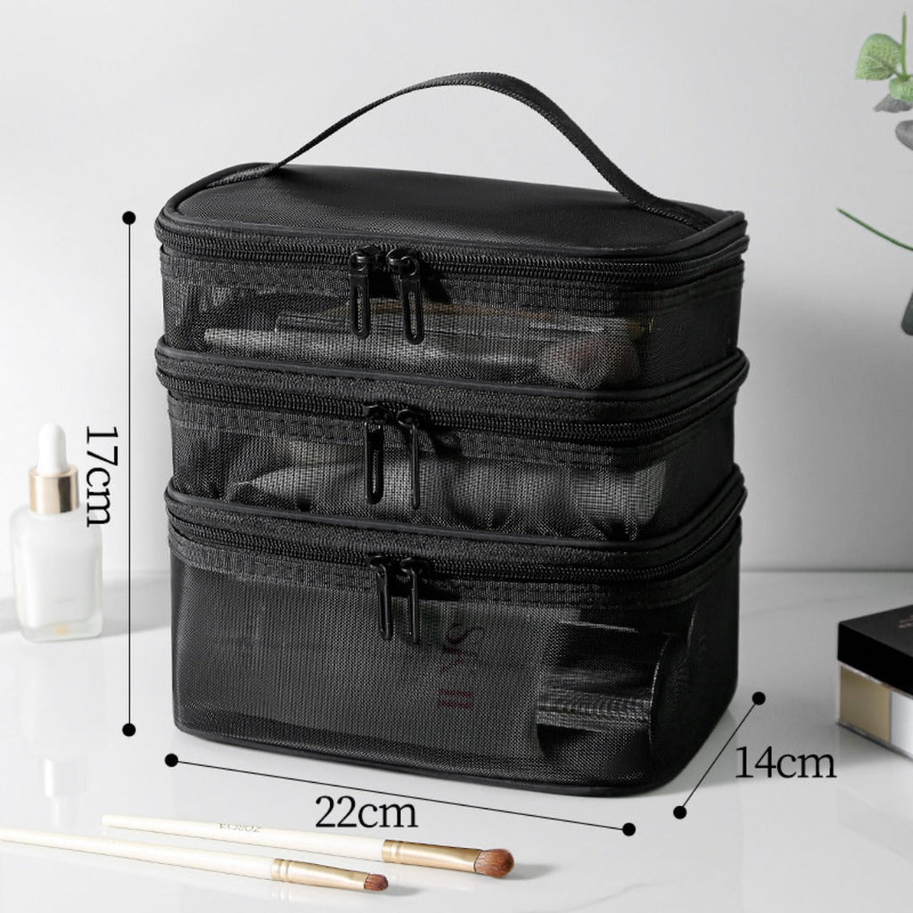 Mesh cosmetic bag, lightweight large capacity three-layer toilet bag, double-layer storage bag, travel mesh bag, tool storage box portable, Mesh ShowerTote Bag, - SJB-DIAMOND ELITES