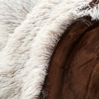 Luxury French-Style Plush Faux Fur Throw Blanket - Versatile Decorative Soft Polyester Bed, Sofa, and Car Blanket - All-Season Woven Cozy Cover for Home and Office Napping - 1pc Dual-Tone Long Pile