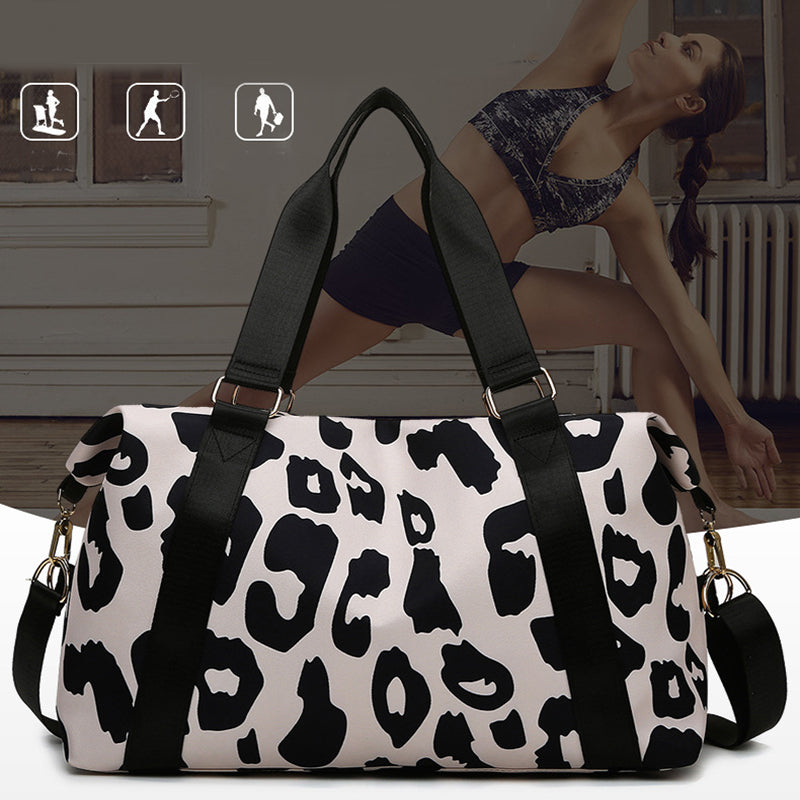 Women Travel Duffel Bag Cow Pattern Handbag Fitness Sports Shoulder Bags Pi-Mart