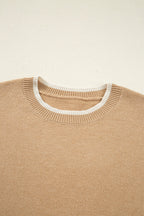 Tan Leopard Print Bow Decor Split Cuff Sweater - Femstylo