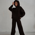 Loose Sports Hooded Sweatshirt Suit For Women Pi-Mart