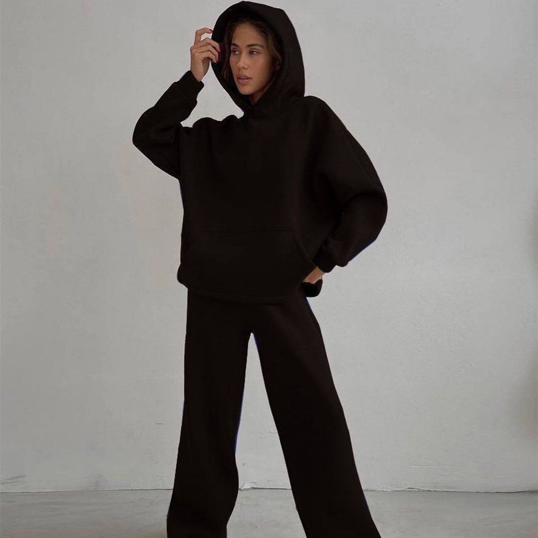 Loose Sports Hooded Sweatshirt Suit For Women Pi-Mart