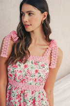Green Floral Lace Tied Strap Empire Waist Maxi Dress