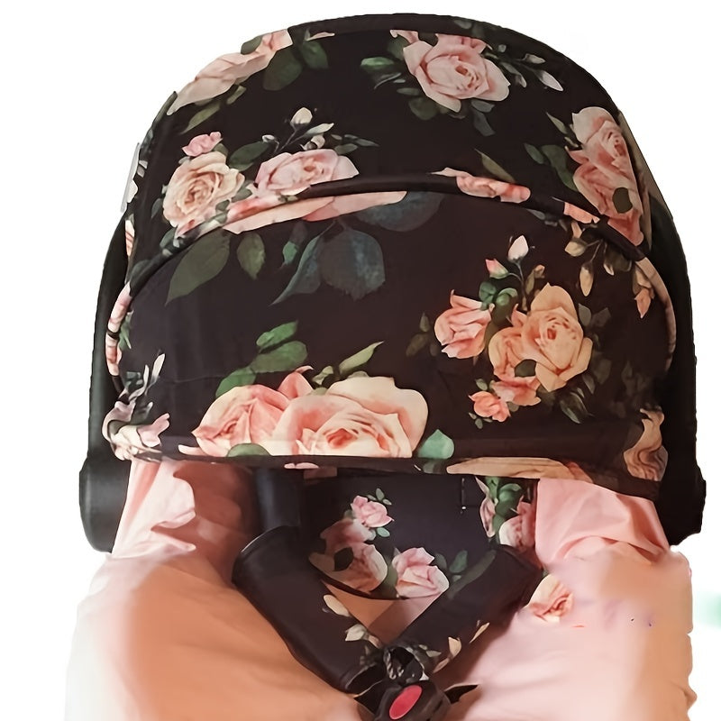 9pcs/set, Soft Breathable Cartoon Pattern Car Seat Cover Set, Including Car Seat Cover, Canopy, Headrest, Blanket, 2 Seat Belt Cushion Covers, Armrest Cushion Cover, Hat And Multi-Purpose Nursing Cover, Car Seat Not Included