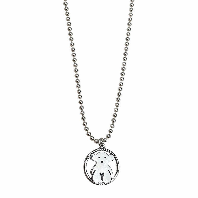 S925 Sterling Silver Bear Retro Necklace Women Pi-Mart
