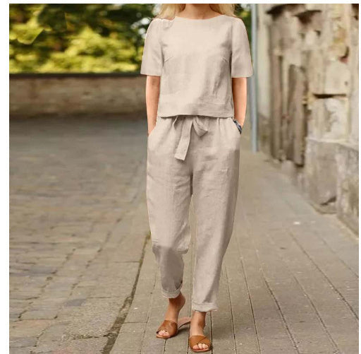 Solid Color One-shoulder Casual Lace-up Women's Suit Pi-Mart