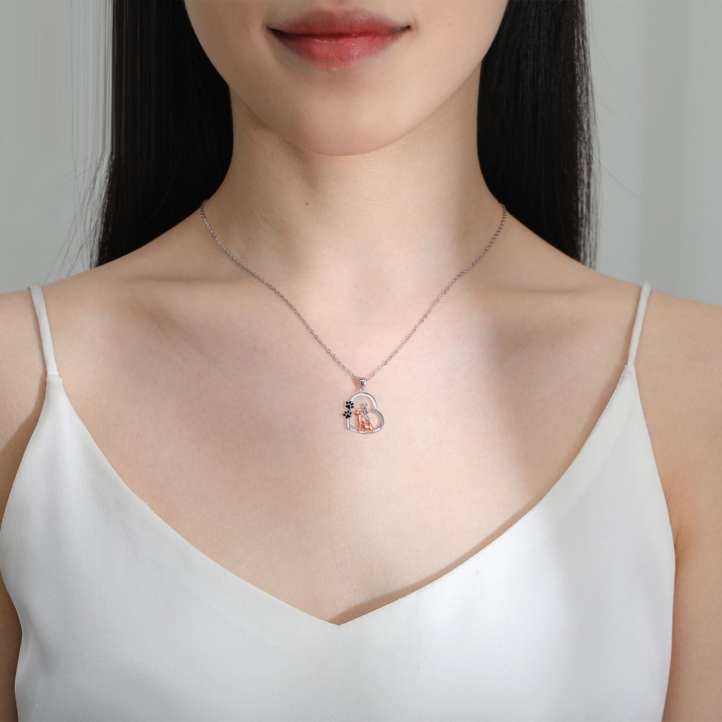 Heart-shaped Dog And Girl Personality Design Necklace Fashion Pi-Mart
